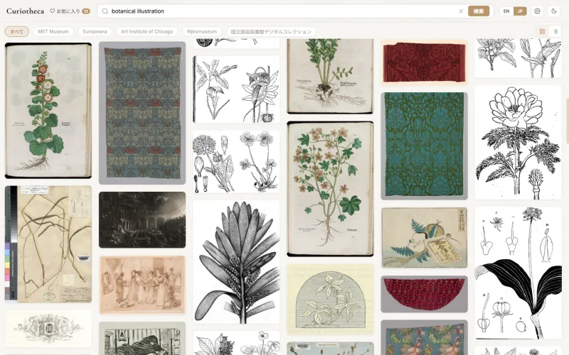 Curiotheca search UI